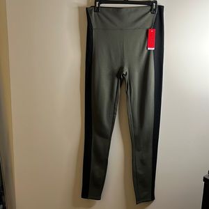 Spanx Textured Panel Leggings in Olive/Black